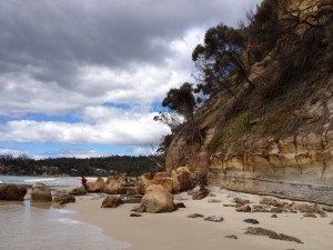 Another crop of fallen boulders. North end of Spring Beach, Tasmania.